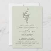 ライトグリーンの花束 ボーホー ミニマル ボタニカル 招待状 (正面)