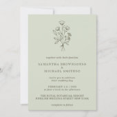 ライトグリーンの花束 ボーホー ミニマル ボタニカル 招待状 (正面)