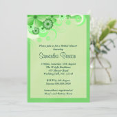 ライトグリーンの花柄 ウェディング ブライダル シャワー 招待状 (スタンド正面)