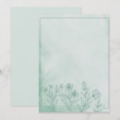 ライトグリーンの花柄 招待状 (正面/裏面)