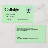 ライトグリーンアマチュア無線呼出符号 名刺 (正面/裏面)