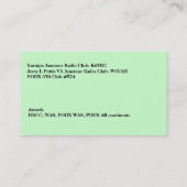 ライトグリーンアマチュア無線呼出符号 名刺 (裏面)