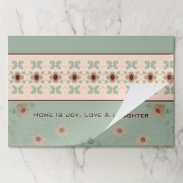 ライトグリーンアンドピーチフローラアート紙ランチョンマット ペーパーパッド