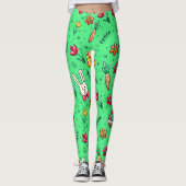 ライトグリーンイースターパターンレギンス レギンス (正面)