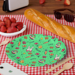 ライトグリーンイースターパターン紙プレート ペーパープレート