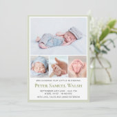 ライトグリーンウェルカムリトルマン男の赤ちゃん誕生 案内状 (スタンド正面)