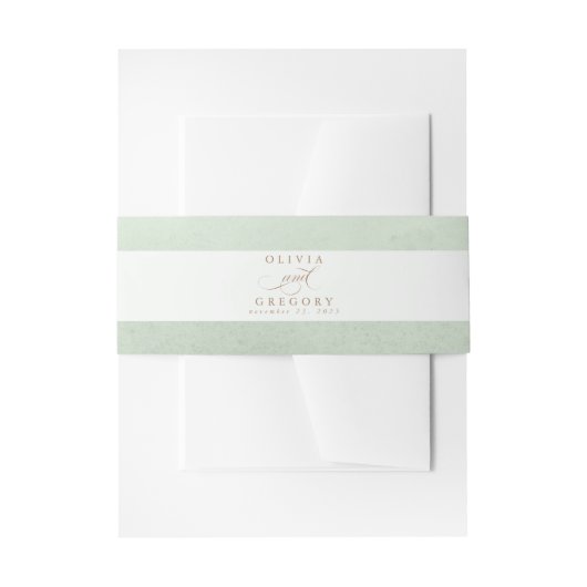 ライトグリーンエレガントスクリプト 招待状ベリーバンド (正面例)