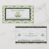 ライトグリーンエレガントダマスクファッション名刺 名刺 (正面/裏面)