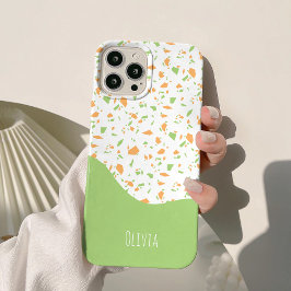 ライトグリーンオレンジ抽象的テラゾーパターン Case-Mate iPhone 14ケース