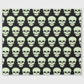 ライトグリーンオンブラックスカル ラッピングペーパー (フラット)