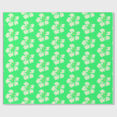 ライトグリーンオン春グリーンハイビスカス ラッピングペーパー (フラット)