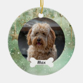 ライトグリーンカスタムペットパピードッグフォト セラミックオーナメント (正面)