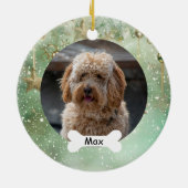 ライトグリーンカスタムペットパピードッグフォト セラミックオーナメント (裏面)