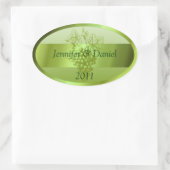 ライトグリーンカスタムワインラベル 楕円形シール (バッグ)