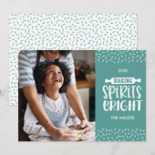 ライトグリーンクリスマスベーキングスピリッツ明るい写真 シーズンカード (正面/裏面)