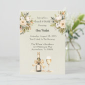 ライトグリーンシャンパンワイングラスブランチ&バブリー 招待状 (スタンド正面)