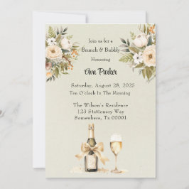 ライトグリーンシャンパンワイングラスブランチ&バブリー 招待状