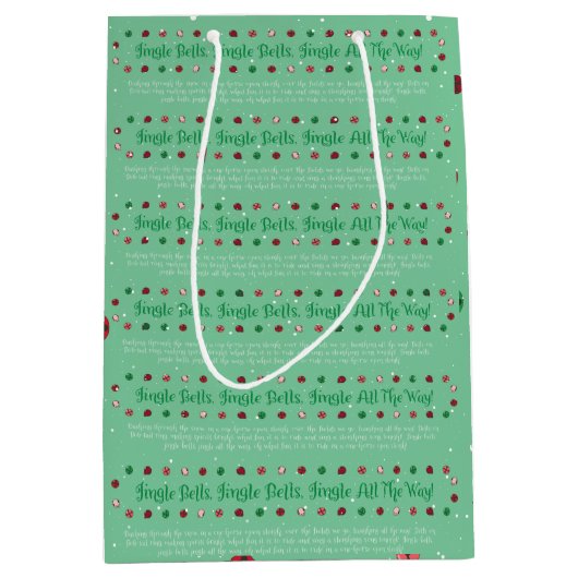 ライトグリーンジンルベルズクリスマス抱き枕 ミディアムペーパーバッグ (正面)