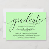 ライトグリーンタイポグラフィ卒業招待状 招待状 (正面)