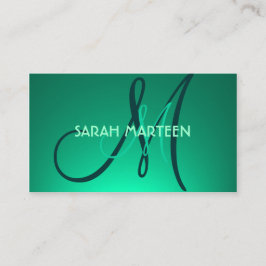 ライトグリーンテーマシンプルモノグラムカスタムカード 名刺