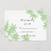 ライトグリーンデイジーウェディングRSVP応答カード 出欠カード (正面/裏面)