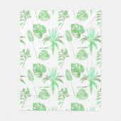 ライトグリーントロピカルウォーターカラーリーフフリースブランケ フリースブランケット (正面)