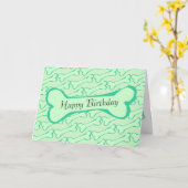 ライトグリーンドッグ骨ハッピーバースデーカード カード (黄色い花)