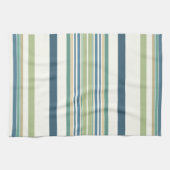 ライトグリーンネイビーブルーストライプ キッチンタオル (横)