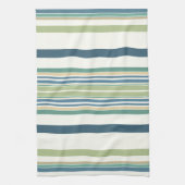 ライトグリーンネイビーブルーストライプ キッチンタオル (縦)