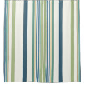 ライトグリーンネイビーブルーストライプ シャワーカーテン (正面)