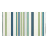 ライトグリーンネイビーブルーストライプ 枕カバー (裏面-左)