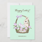 ライトグリーンハッピーイースターラビットバスケット シーズンカード (正面)