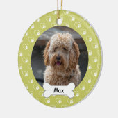 ライトグリーンハートポーズカスタムペット子犬の写真 セラミックオーナメント (左)