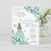 ライトグリーンバタフライティアラプリンセスキンセアニェラ 招待状 (スタンド正面)