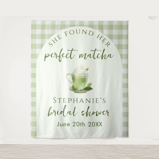 ライトグリーンパーフェクト抹茶ブライダルシャワー背景 タペストリー (正面)