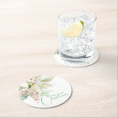 ライトグリーンピンク金ゴールドポインセチア・メリークリスマス ラウンドペーパーコースター (インサイチュ)