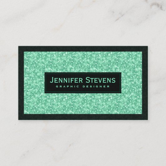 ライトグリーンフェイクグリッターとキラキラ 名刺 (正面)