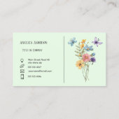 ライトグリーンフェミニン水彩ワイルドフラワーメドウ 名刺 (裏面)