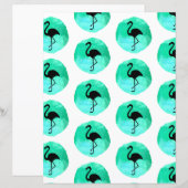 ライトグリーンフラミンゴパターンスクラップブック紙 (正面/裏面)