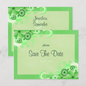 ライトグリーンフローラセーブ・ザ・デート案内カード 案内ポストカード (正面/裏面)