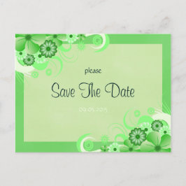 ライトグリーンフローラセーブ・ザ・デート案内カード 案内ポストカード