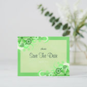ライトグリーンフローラセーブ・ザ・デート案内カード 案内ポストカード (スタンド正面)