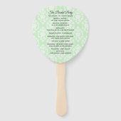 ライトグリーンフローラダマスク結婚式プログラムファン ハンドファン (裏面)