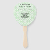 ライトグリーンフローラダマスク結婚式プログラムファン ハンドファン (正面)