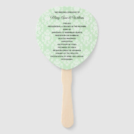 ライトグリーンフローラダマスク結婚式プログラムファン ハンドファン