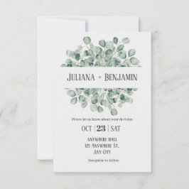 ライトグリーンフローラ冬の結婚式 招待状