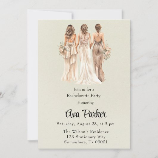 ライトグリーンブライドメイドバチェロレッテ 招待状 (正面)