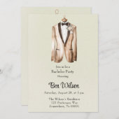 ライトグリーンブリデスメイドバチュラーパーティ 招待状 (正面/裏面)