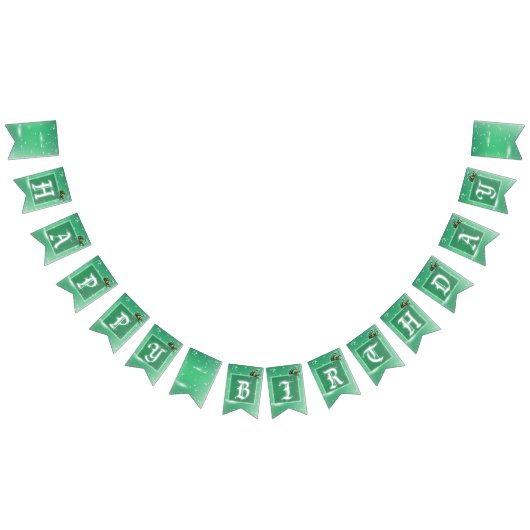 ライトグリーンプリンセス誕生日パーティー バンティングフラッグ (全)