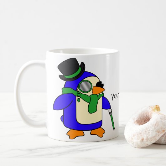 ライトグリーンペンギン コーヒーマグカップ (ドーナツ)